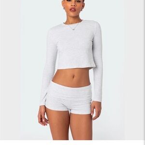 Edikted Gray Long Sleeve Crop Top